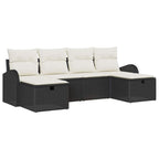 Sofa Set mit Kissen 6 pcs Schwarz und Creme Poly-Rattan