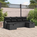 Sofa Set mit Kissen mit Speicher 6 pcs Schwarz Poly-Rattan