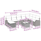 Sofa Set mit Kissen 9 pcs Braun und Rot Poly-Rattan