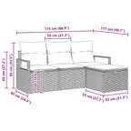 Sofa Set mit Kissen 4 pcs Beige und Hellgrau Poly-Rattan