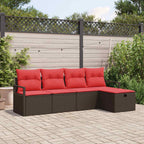Sofa Set mit Kissen mit Speicher Braun und Rot Poly-Rattan