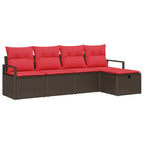 Sofa Set mit Kissen mit Speicher Braun und Rot Poly-Rattan