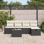 Sofa Set mit Kissen 6 pcs Schwarz und Creme Poly-Rattan