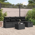 Sofa Set mit Kissen mit Speicher 6 pcs Schwarz Poly-Rattan
