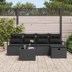 Sofa Set mit Kissen mit Speicher 6 pcs Schwarz Poly-Rattan