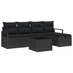 Sofa Set mit Kissen mit Speicher 6 pcs Schwarz Poly-Rattan