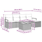 Sofa Set mit Kissen mit Speicher 6 pcs Schwarz Poly-Rattan