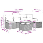 Sofa Set mit Kissen 6 pcs Braun und Rot Poly-Rattan