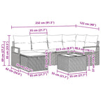 Sofa Set mit Kissen 7 pcs Braun und Rot Poly-Rattan