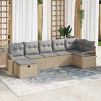 Sofa Set mit Kissen 7 pcs Beige und Hellgrau Poly-Rattan