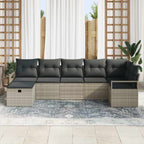 Sofa Set mit Kissen mit Speicher 7 pcs Hellgrau Poly-Rattan