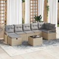 Sofa Set mit Kissen 8 pcs Beige und Hellgrau Poly-Rattan