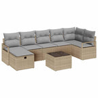 Sofa Set mit Kissen 8 pcs Beige und Hellgrau Poly-Rattan