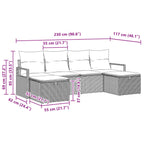 Sofa Set mit Kissen 6 pcs Braun und Rot Poly-Rattan