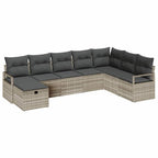 Sofa Set mit Kissen mit Speicher Hellgrau Poly-Rattan