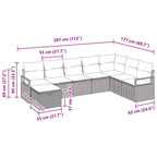 Sofa Set mit Kissen mit Speicher Hellgrau Poly-Rattan