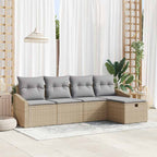 Sofa Set mit Kissen mit Speicher Beige Poly-Rattan