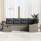 Sofa Set mit Kissen mit Speicher Grau Poly-Rattan