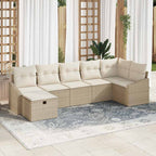 Sofa Set mit Kissen mit Speicher Beige Poly-Rattan