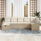 Sofa Set mit Kissen mit Speicher Beige Poly-Rattan
