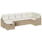 Sofa Set mit Kissen mit Speicher Beige Poly-Rattan