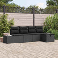 Gartensofa-set mit Kissen 5 pcs Schwarz Poly-Rattan