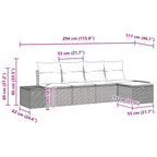 Gartensofa-set mit Kissen 5 pcs Schwarz Poly-Rattan