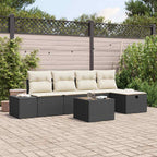 Gartensofa-set mit Kissen 6 pcs Schwarz Poly-Rattan