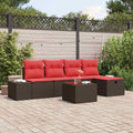 Gartensofa-set mit Kissen 6 pcs Braun Poly-Rattan