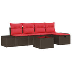 Gartensofa-set mit Kissen 6 pcs Braun Poly-Rattan