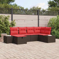 Gartensofa-set mit Kissen 6 pcs Braun Poly-Rattan