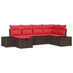 Gartensofa-set mit Kissen 6 pcs Braun Poly-Rattan