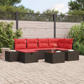 Gartensofa-set mit Kissen 7 pcs Braun Poly-Rattan