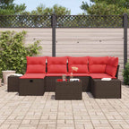 Gartensofa-set mit Kissen 7 pcs Braun Poly-Rattan