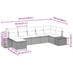 Gartensofa-set mit Kissen 7 pcs Grau Poly-Rattan
