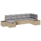Gartensofa-set mit Kissen 7 pcs Beige Poly-Rattan