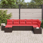 Gartensofa-set mit Kissen 7 pcs Braun Poly-Rattan