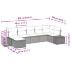 Gartensofa-set mit Kissen 7 pcs Braun Poly-Rattan