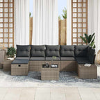 Gartensofa-set mit Kissen 8 pcs Grau Poly-Rattan