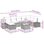 Gartensofa-set mit Kissen 8 pcs Schwarz Poly-Rattan