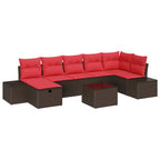 Gartensofa-set mit Kissen 8 pcs Braun Poly-Rattan