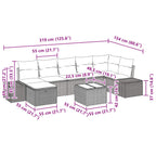 Gartensofa-set mit Kissen 8 pcs Braun Poly-Rattan