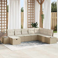 Gartensofa-set mit Kissen 8 pcs Beige Poly-Rattan