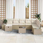 Gartensofa-set mit Kissen 9 pcs Beige Poly-Rattan