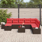 Gartensofa-set mit Kissen 9 pcs Braun Poly-Rattan