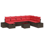 Gartensofa-set mit Kissen 9 pcs Braun Poly-Rattan