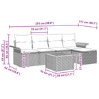 Gartensofa-set mit Kissen mit Speicher 6 pcs Grau Poly-Rattan