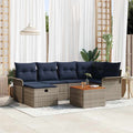 Gartensofa-set mit Kissen mit Speicher 7 pcs Grau Poly-Rattan