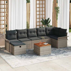 Gartensofa-set mit Kissen mit Speicher 8 pcs Grau Poly-Rattan