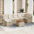 Gartensofa-set mit Kissen mit Speicher 8 pcs Beige Poly-Rattan
